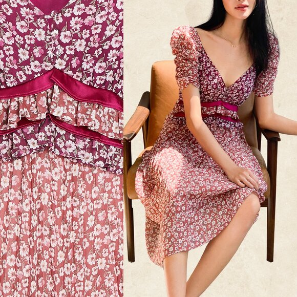 Ditsy Floral Pleated Midi Dress - Picture 3 of 4